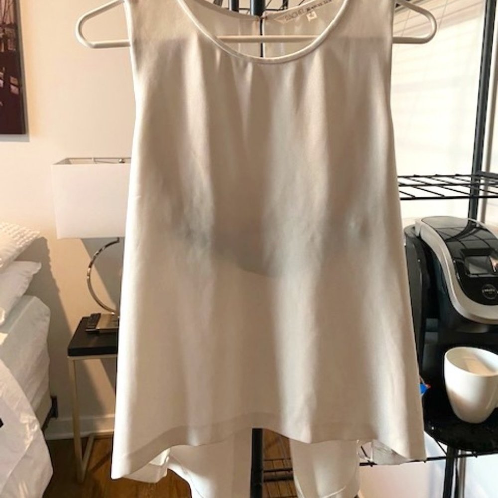 White Rachel Roy Backless tank w/ Asymmetrical Hemline